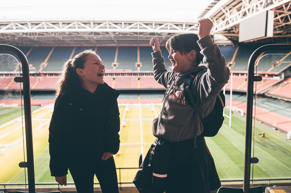 Children sightseeing in Cardiff