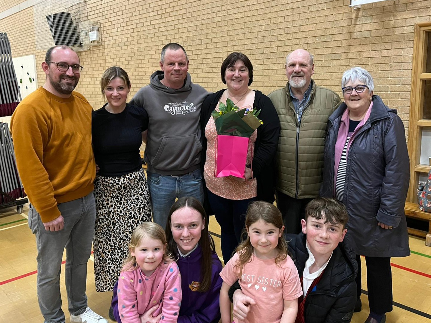 Sioned Page-Jones and her family after the surprise announcement 